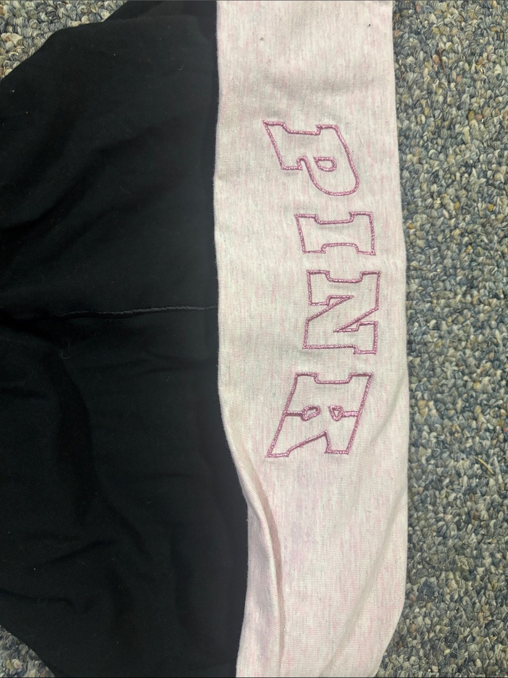 PINK Victoria's Secret Girls Two-Tone Leggings - Black & Light Pink Waistband